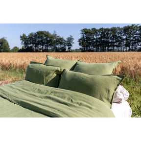 Pure Washed Linen Pillow Case, Olive Green