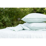 Pure Washed Linen Pillow Case, Pea Green Stripe
