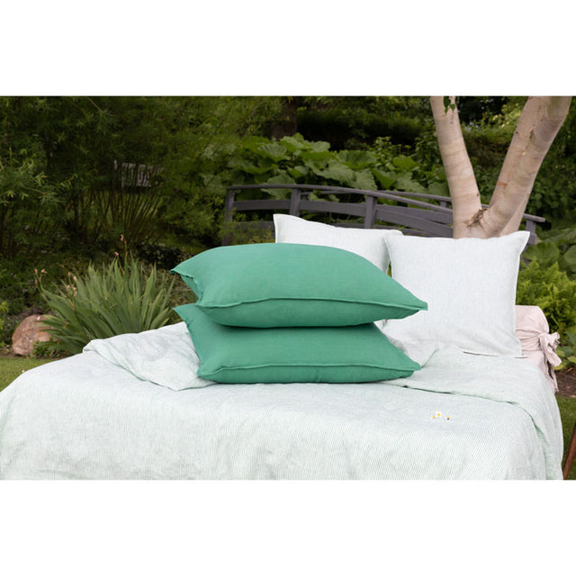Pure Washed Linen Pillow Case, Pea Green