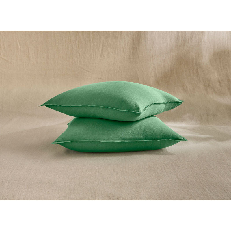 Pure Washed Linen Pillow Case, Pea Green