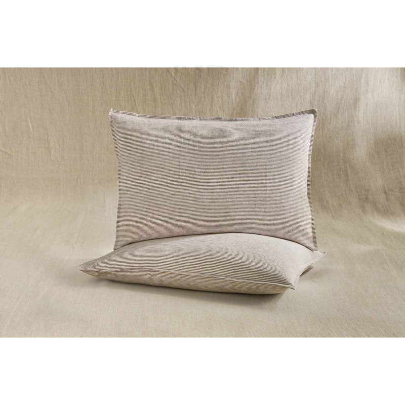 Pure Washed Linen Pillow Case, Plum Stripe