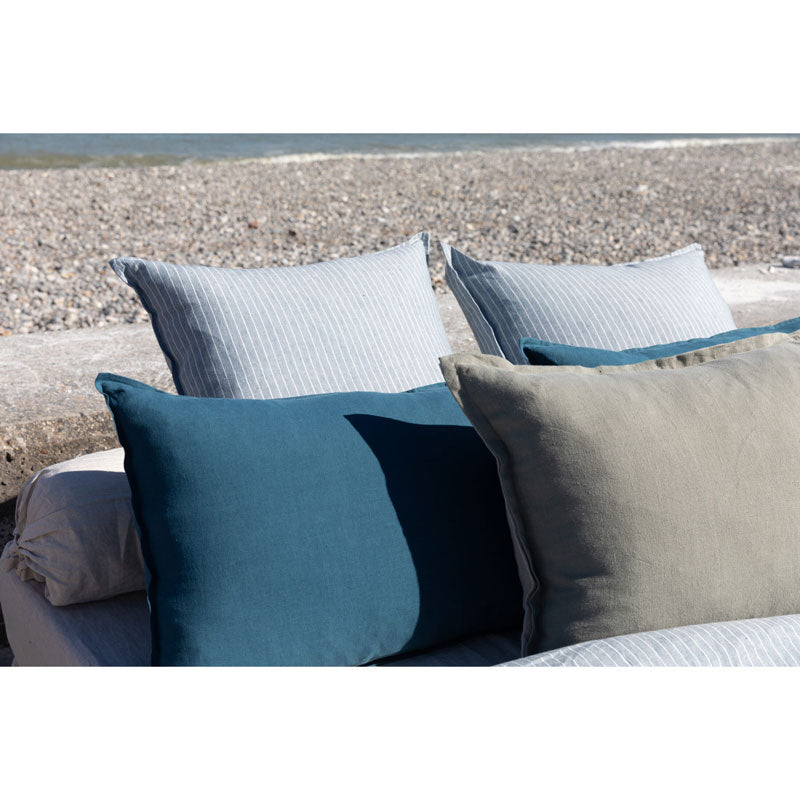 Pure Washed Linen Pillow Case, Prussian Blue