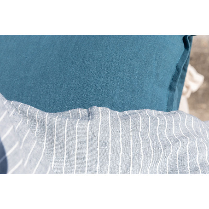 Pure Washed Linen Pillow Case, Prussian Blue