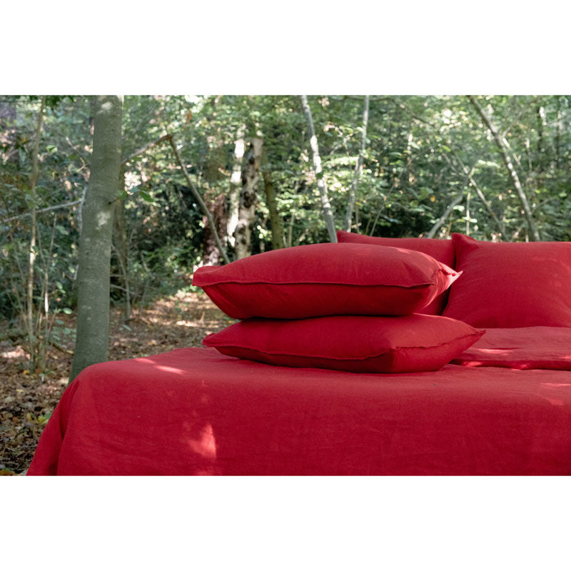 Pure Washed Linen Pillow Case, Redcurrant