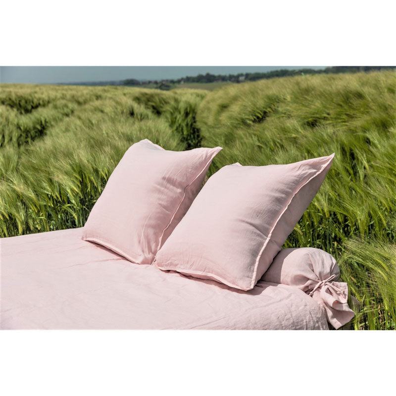 Pure Washed Linen Pillow Case, Rose Petal