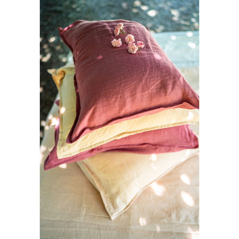 Pure Washed Linen Pillow Case, Rosewood