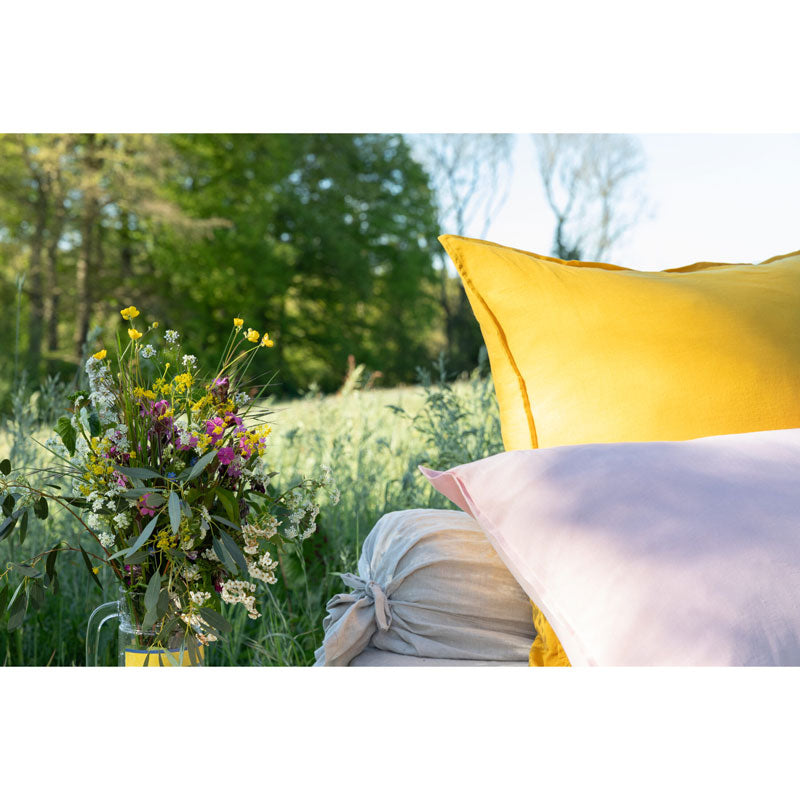 Pure Washed Linen Pillow Case, Saffron