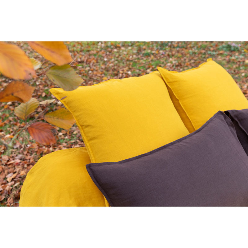 Pure Washed Linen Pillow Case, Saffron