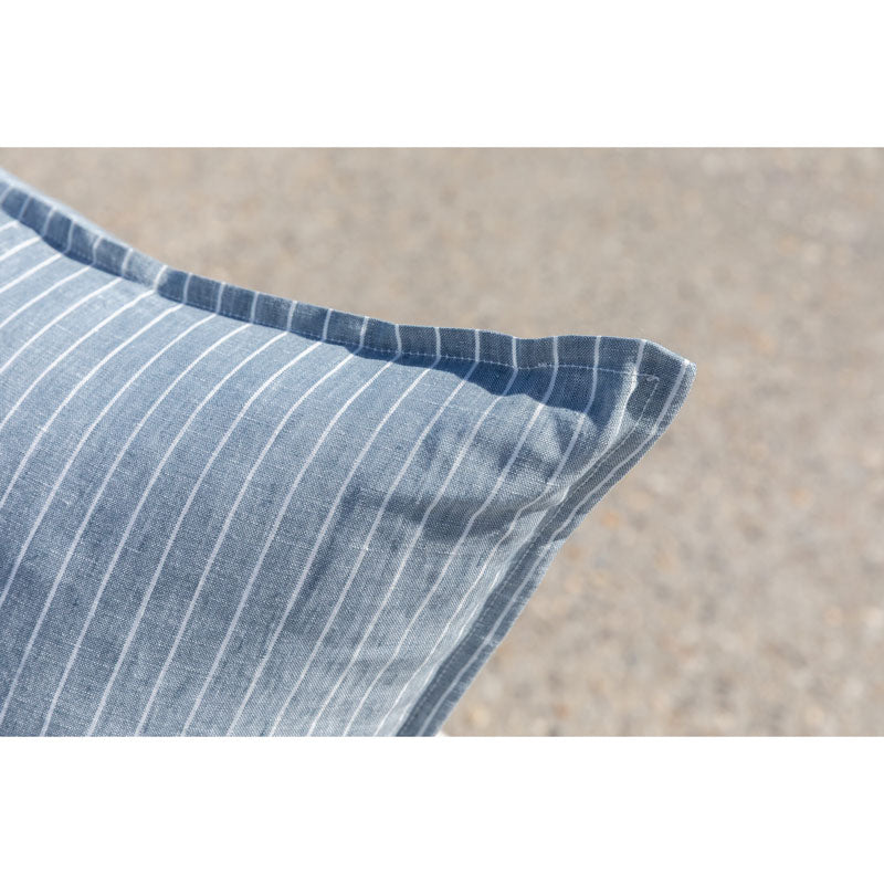 Pure Washed Linen Pillow Case, Slate Blue Stripe