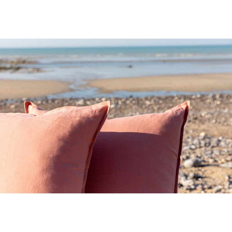 Pure Washed Linen Pillow Case, Terracotta