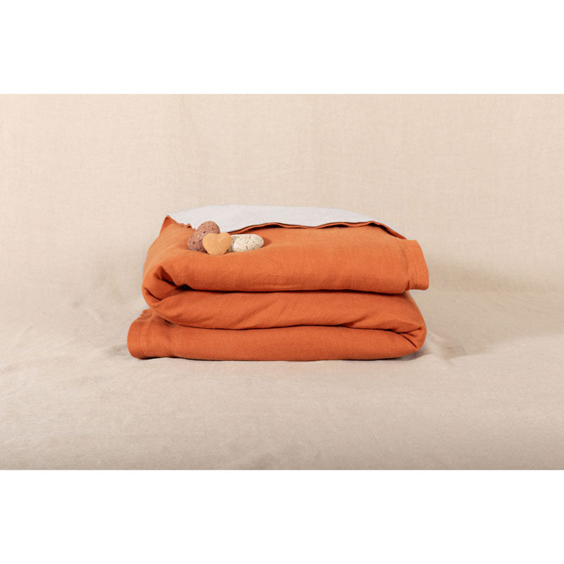 Pure Washed Linen Quilt, Two-Tone Brick-Red