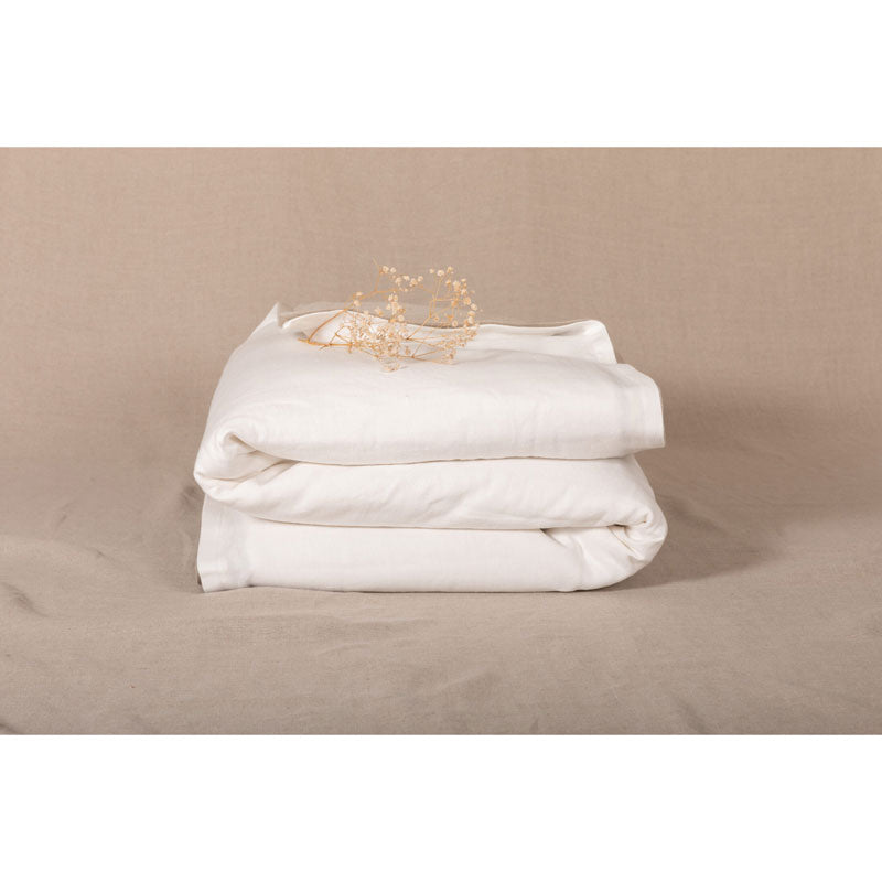 Pure Washed Linen Quilt, Two-Tone Cream White