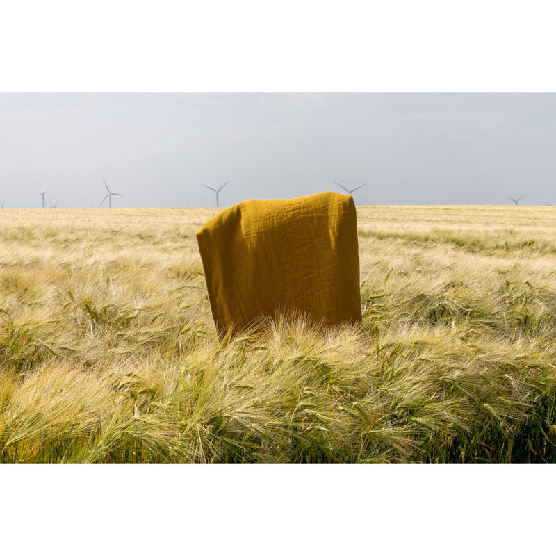 Pure Washed Linen Quilt, Two-Tone Curry Yellow