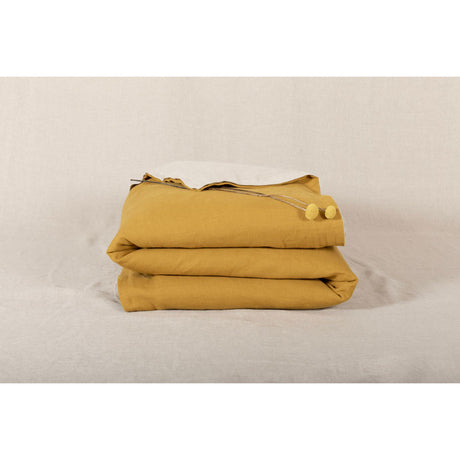 Pure Washed Linen Quilt, Two-Tone Curry Yellow