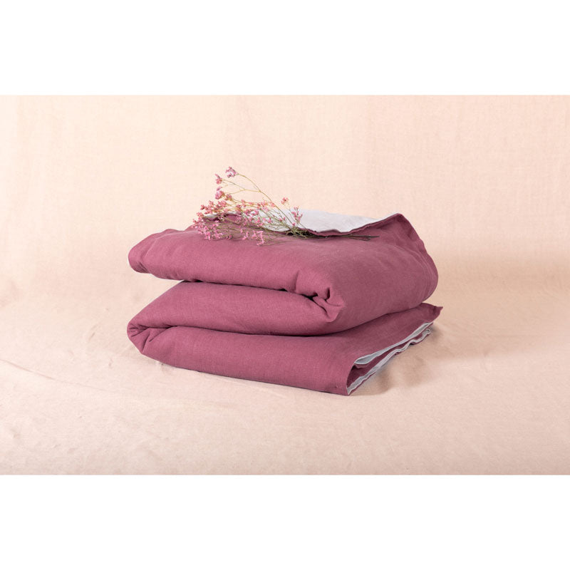Pure Washed Linen Quilt, Two-Tone Dusty Pink
