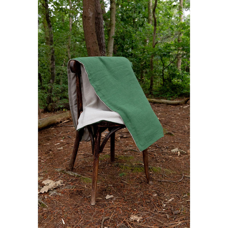 Pure Washed Linen Quilt, Two-Tone Moss Green