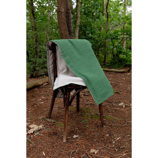 Pure Washed Linen Quilt, Two-Tone Moss Green