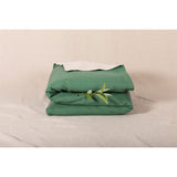 Pure Washed Linen Quilt, Two-Tone Moss Green