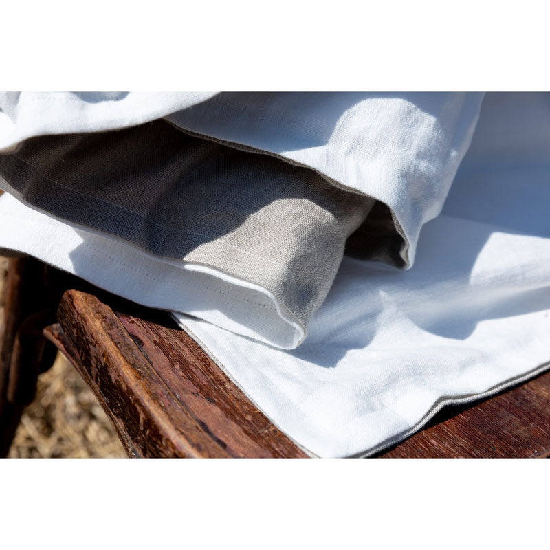Pure Washed Linen Quilt, Two-Tone Optique White