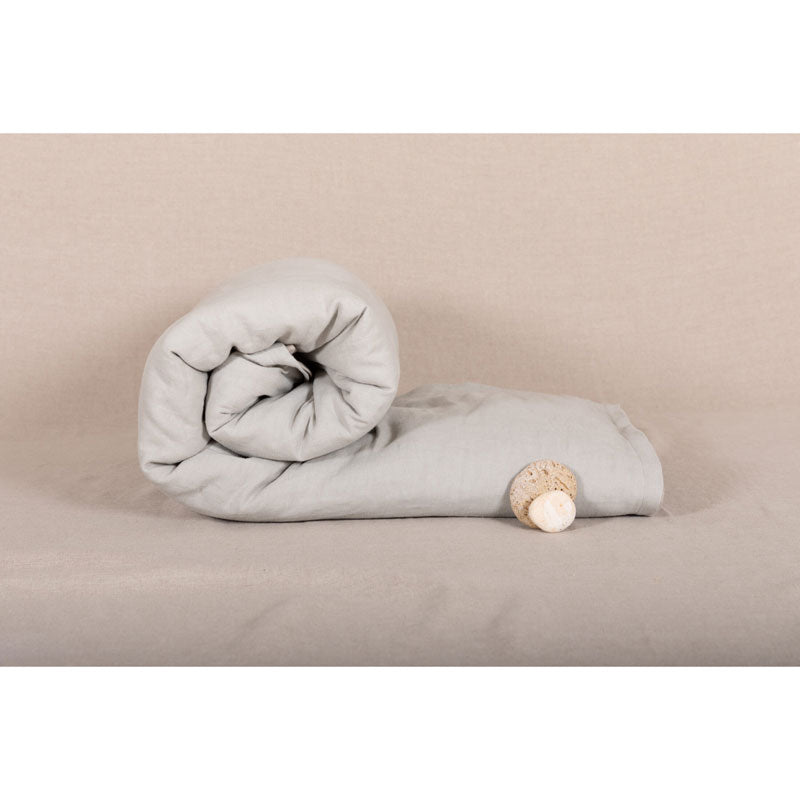 Pure Washed Linen Quilt, Two-Tone Pebble Grey