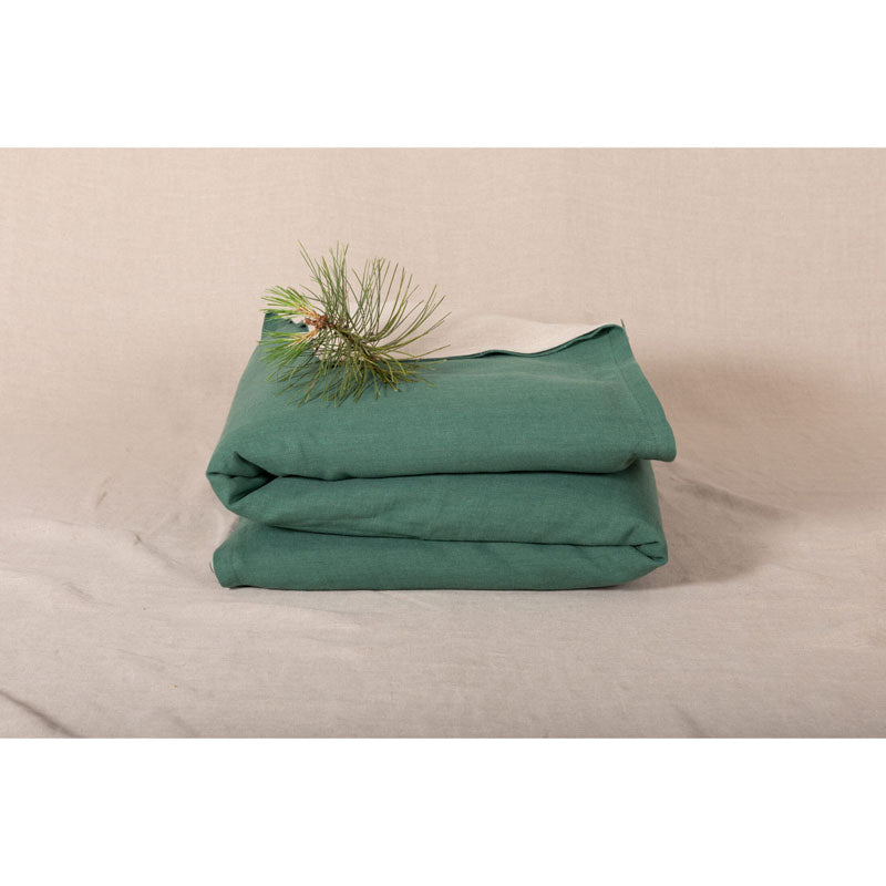 Pure Washed Linen Quilt, Two-Tone Pine Green