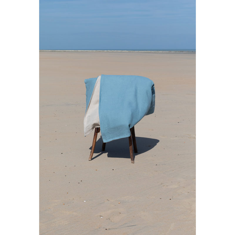 Pure Washed Linen Quilt, Two-Tone Turquoise