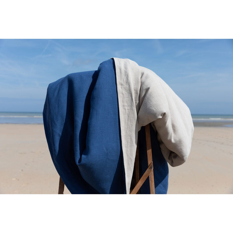 Pure Washed Linen Quilt, Two-Tone Ultramarine Blue