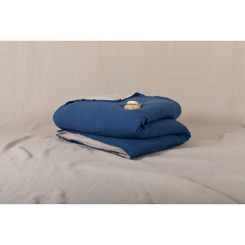 Pure Washed Linen Quilt, Two-Tone Ultramarine Blue