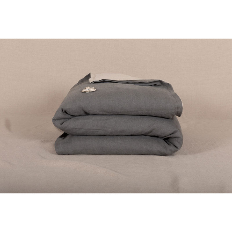 Pure Washed Linen Quilt, Two-Tone Zinc Grey