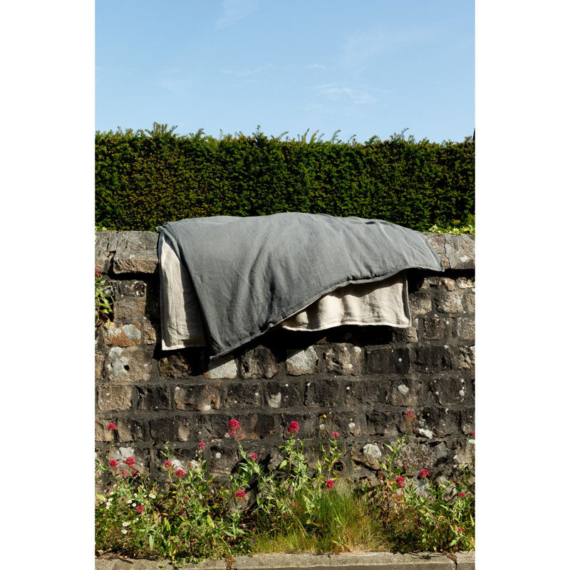 Pure Washed Linen Quilt, Two-Tone Zinc Grey