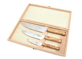 Set of 3 Laguiole Kitchen Knives with Olive Wood Handle