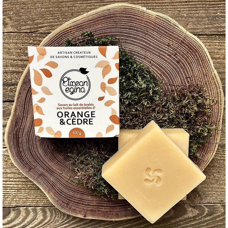Sheep's Milk Soap with Essential Oils of Orange & Cedar - 100g