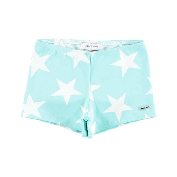 Star Print Stretch Swim Shorts, Turquoise - Zouf.biz