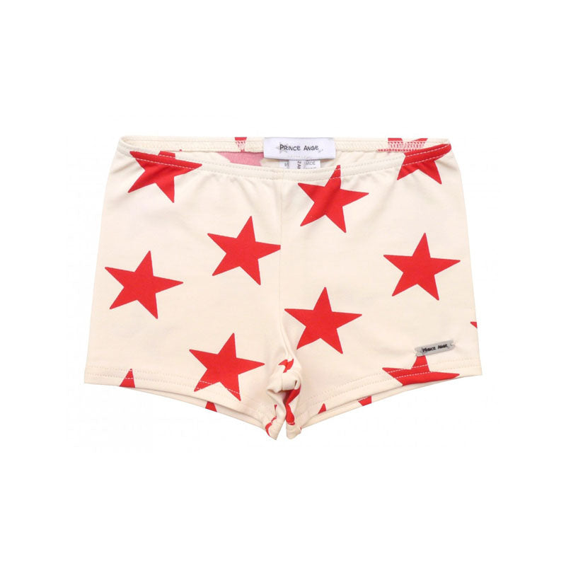 Boy's Star Print Stretch Swim Shorts, Ivory - Zouf.biz