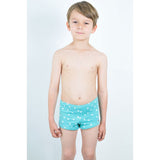 Boy's Star Print Stretch Swim Shorts, Turquoise - Zouf.biz
