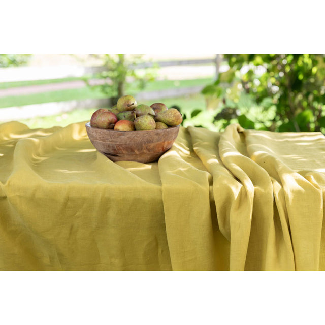 Pure Washed Linen Tablecloth, Amber Yellow