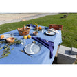Pure Washed Linen Tablecloth, Blue Flower