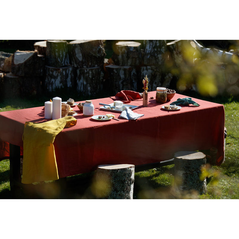 Pure Washed Linen Tablecloth, Fig Red