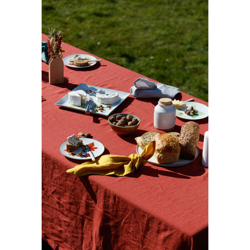 Pure Washed Linen Tablecloth, Fig Red
