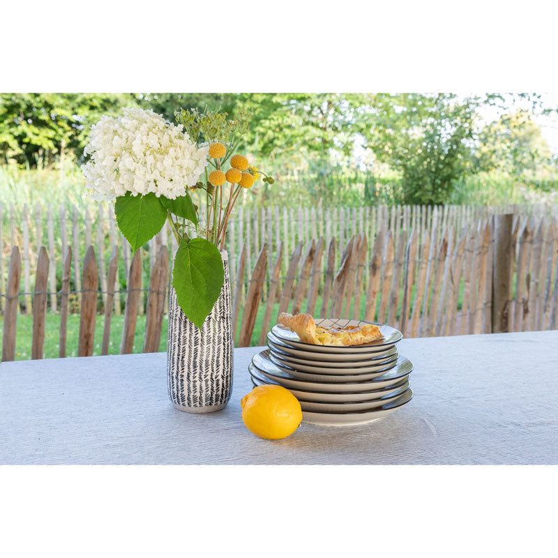 Pure Washed Linen Tablecloth, Flint Grey Stripe