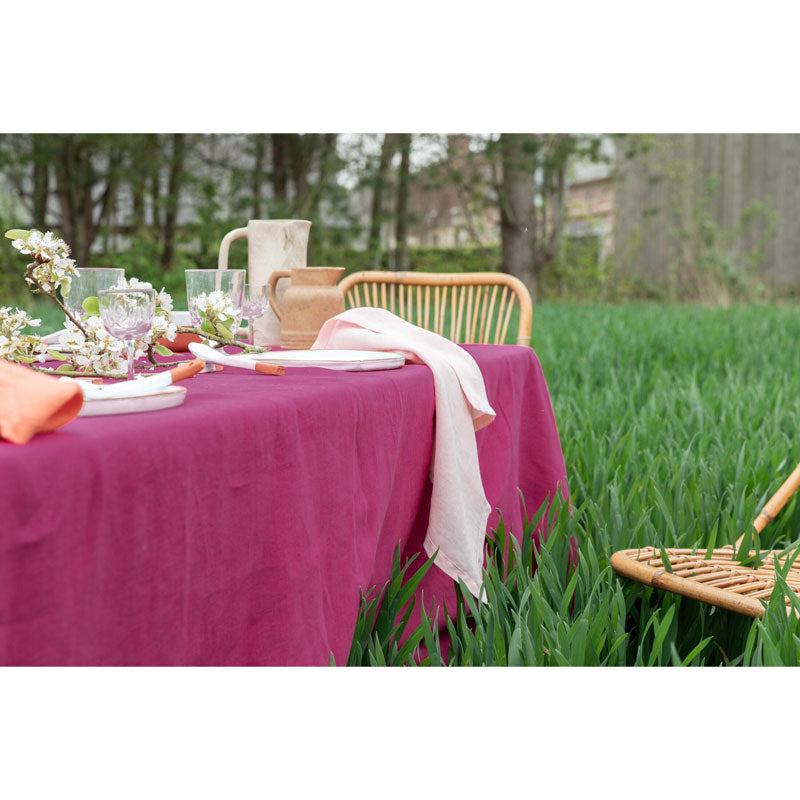 Pure Washed Linen Tablecloth, Heather Rose