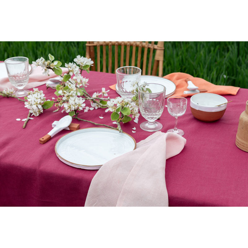 Pure Washed Linen Tablecloth, Heather Rose