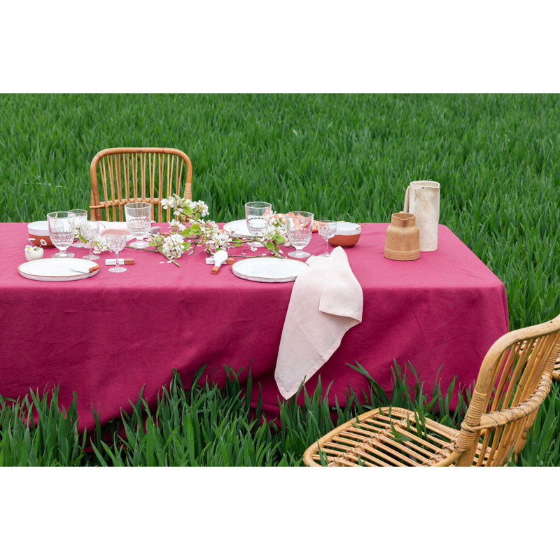 Pure Washed Linen Tablecloth, Heather Rose