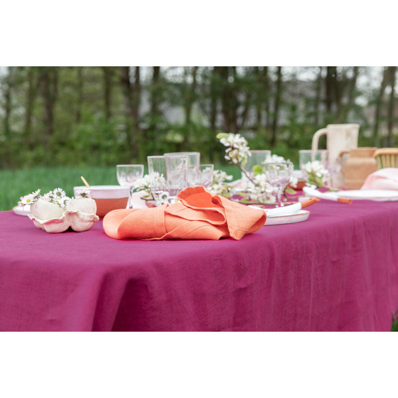 Pure Washed Linen Tablecloth, Heather Rose