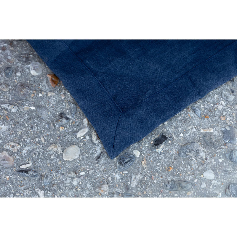 Pure Washed Linen Tablecloth, Midnight Blue