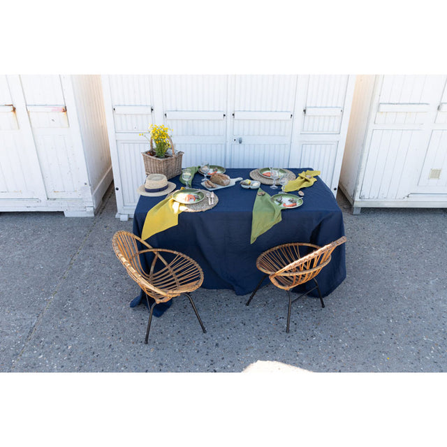 Pure Washed Linen Tablecloth, Midnight Blue