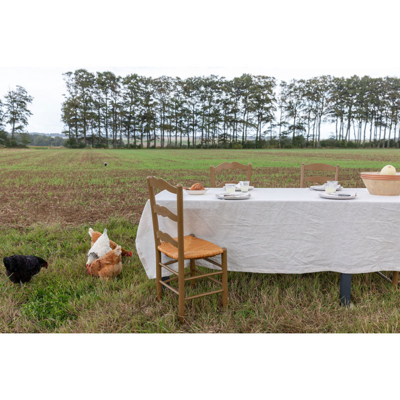 Pure Washed Linen Tablecloth, Natural Stripe