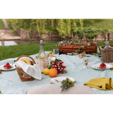 Pure Washed Linen Tablecloth, Pea Green Stripe