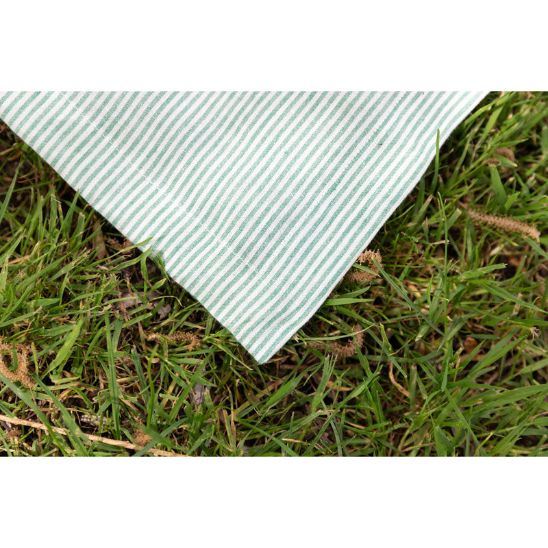 Pure Washed Linen Tablecloth, Pea Green Stripe