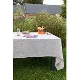 Pure Washed Linen Tablecloth, Plum Stripe
